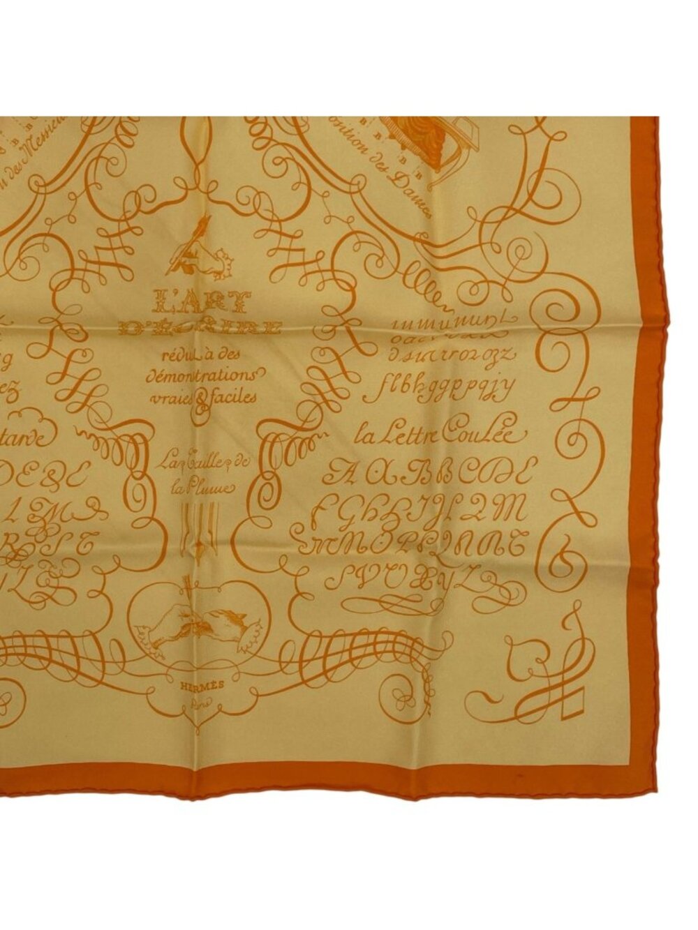 Hermes Scarf Silk Lart Decrire Calligraphy Art Yellow - Picture 5 of 8